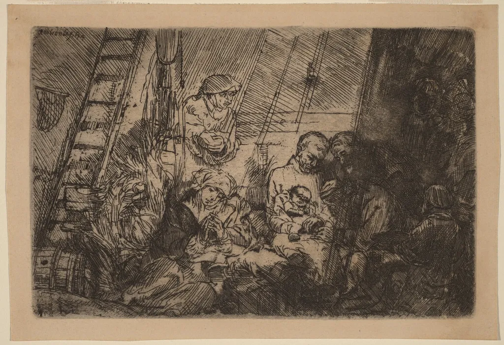 The Circumcision in the Stable, by Rembrandt, ink, 1654