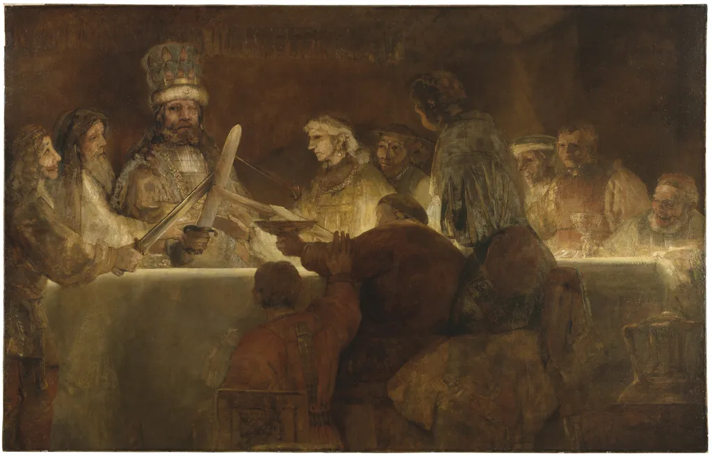 The Conspiracy of Claudius Civilis, by Rembrandt, oil, 1661