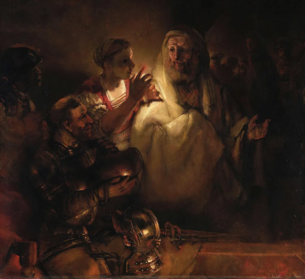 The Denial of Saint Peter, by Rembrandt, oil, 1660
