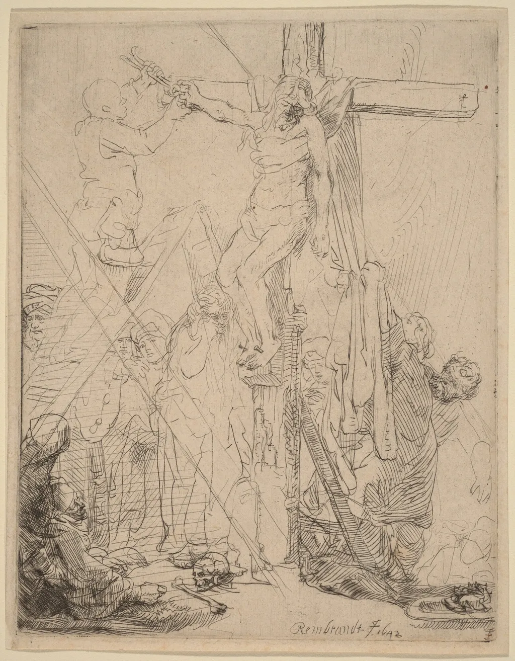 The Descent from the Cross: a Sketch, by Rembrandt, ink, 1642