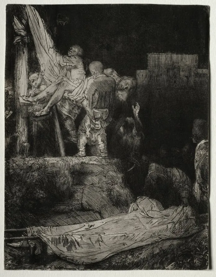 The Descent from the Cross by Torchlight, by Rembrandt, 1654