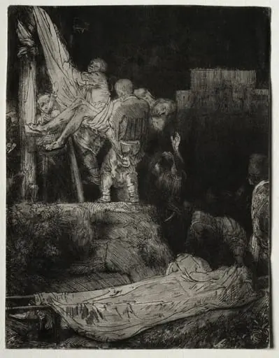 The Descent from the Cross by Torchlight, by Rembrandt