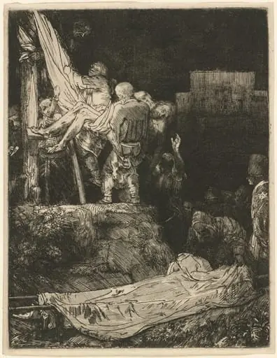 The Descent from the Cross by Torchlight, by Rembrandt