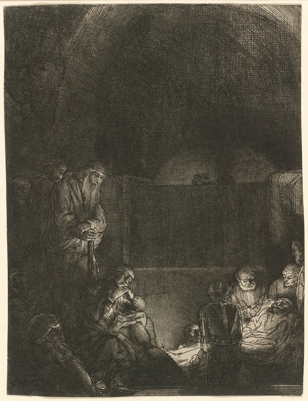 The Entombment, by Rembrandt, ink, 1654