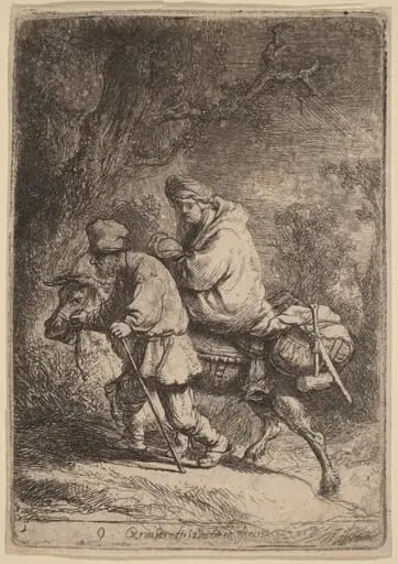 The Flight into Egypt: Small, by Rembrandt
