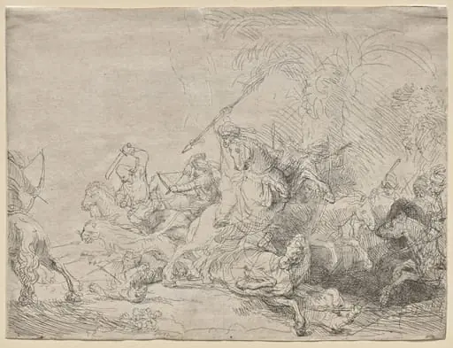 The Large Lion Hunt, by Rembrandt