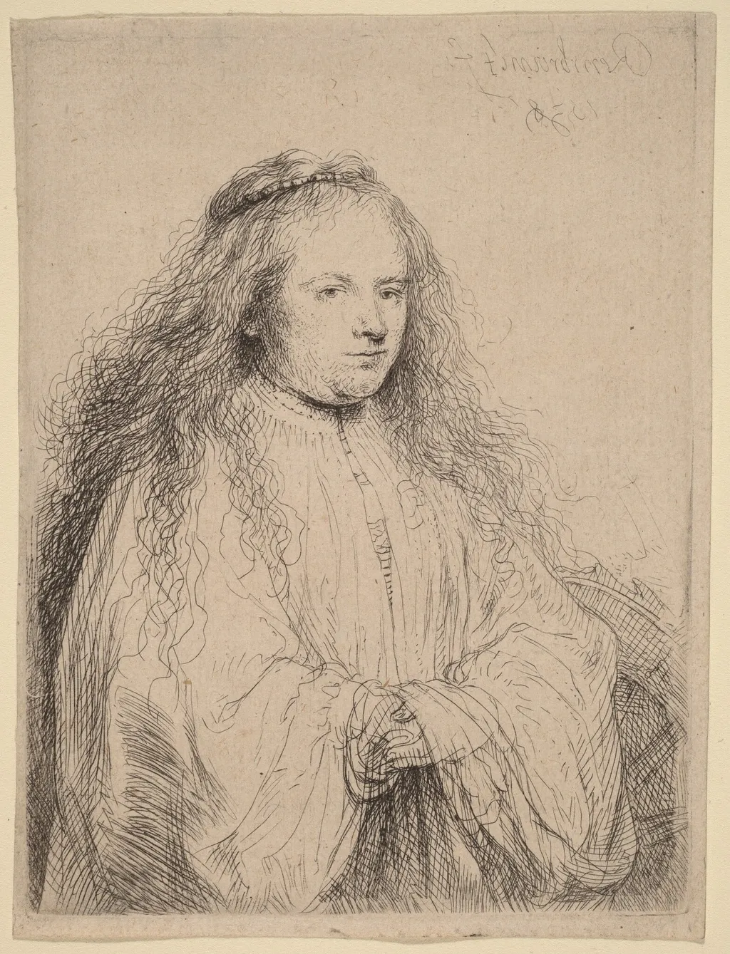 The Little Jewish Bride (Saskia as Saint Catherine), by Rembrandt, ink, 1638