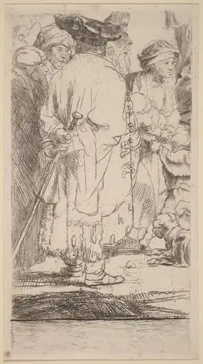 The Man with a Cane (Fragment from the Hundred Guilder Print), by Rembrandt