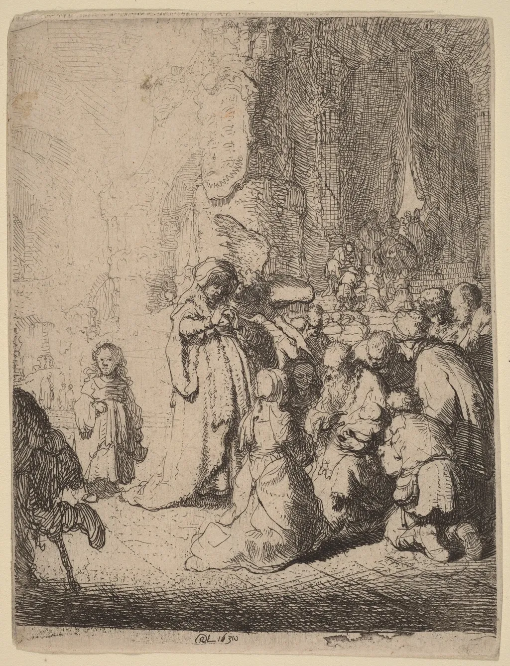 The Presentation in the Temple with the Angel: Small Plate, by Rembrandt, ink, 1630