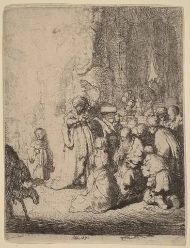 The Presentation in the Temple with the Angel: Small Plate, by Rembrandt
