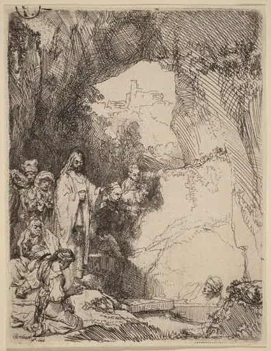 The Raising of Lazarus: Small Plate, by Rembrandt