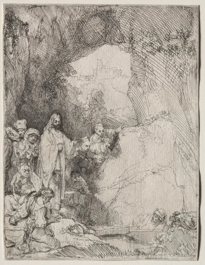 The Raising of Lazarus: Small Plate, by Rembrandt, 1642