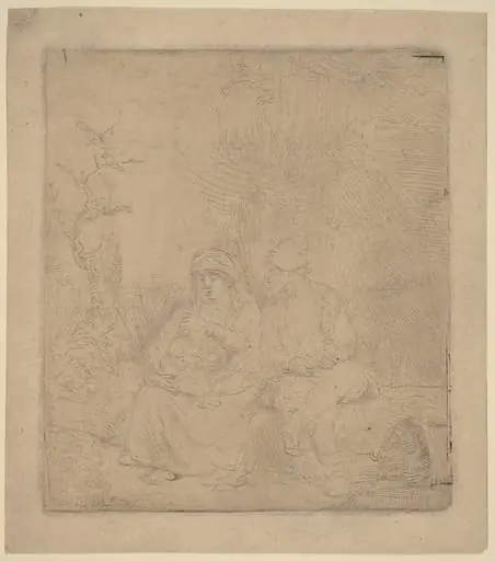 The Rest on the Flight: Lightly Etched, by Rembrandt