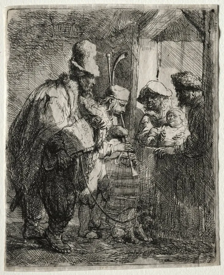 The Strolling Musicians, by Rembrandt, 1635