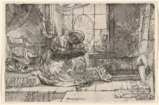 The Virgin and Child with the Cat and Snake, by Rembrandt