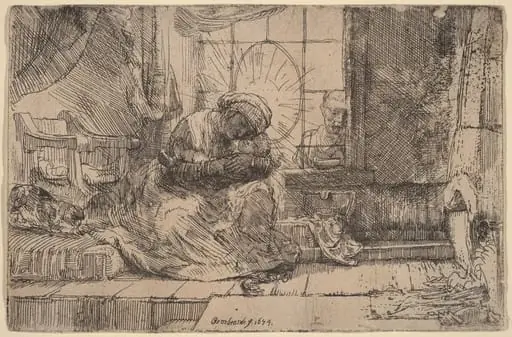 The Virgin and Child with the Cat and Snake, by Rembrandt