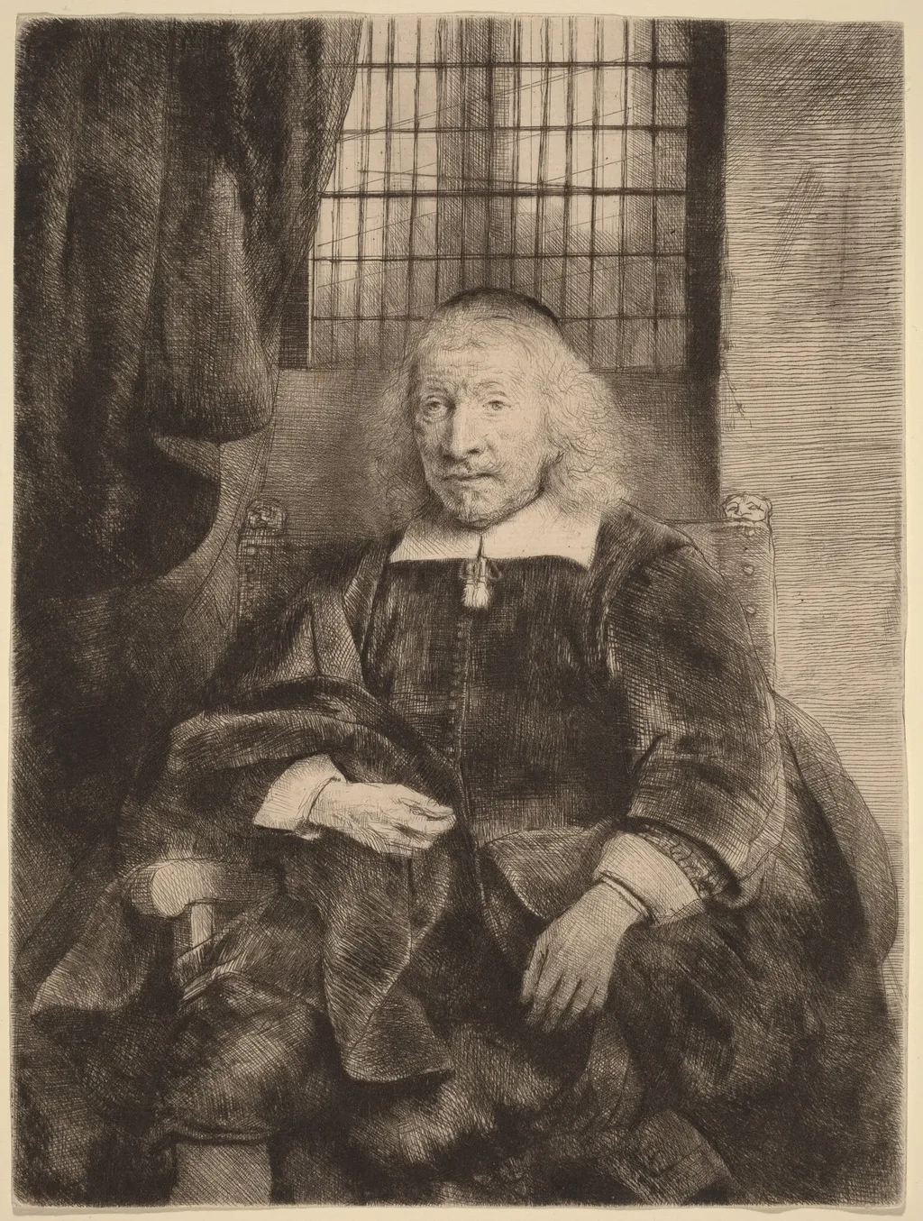 Thomas Haaringh (Old Haaringh), by Rembrandt, ink, 1655