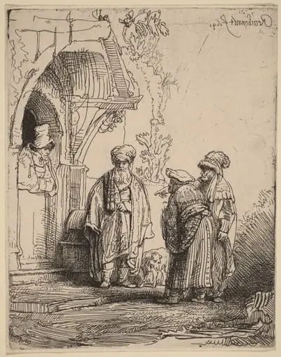Three Oriental Figures (Jacob and Laban?), by Rembrandt