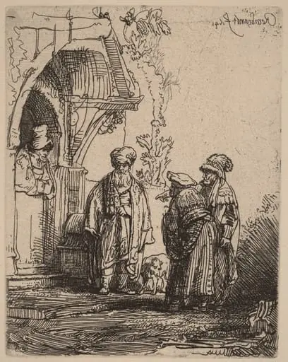Three Oriental Figures (Jacob and Laban?), by Rembrandt