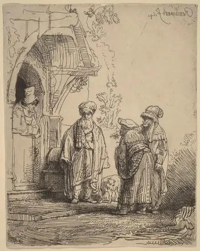Three Oriental Figures (Jacob and Laban?), by Rembrandt
