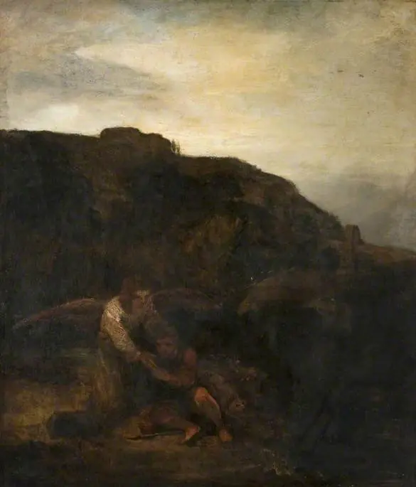 Tobias and the Angel in a Landscape, by Rembrandt