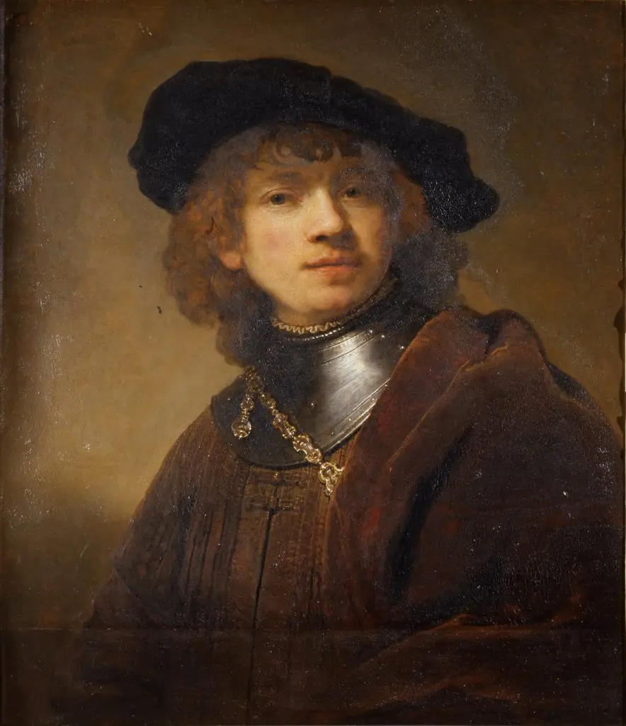 Tronie of a Young Man with Gorget and Beret, by Rembrandt