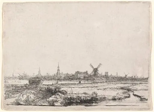 View of Amsterdam from the Northwest, by Rembrandt