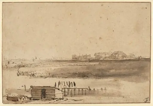 View of Houtewael near the Sint Anthoniespoort [recto], by Rembrandt