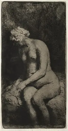 Woman Bathing Her Feet in a Brook, by Rembrandt
