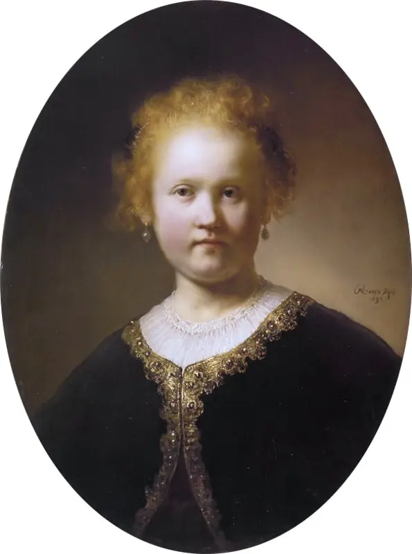 Young Girl in a Gold-Trimmed Cloak, by Rembrandt