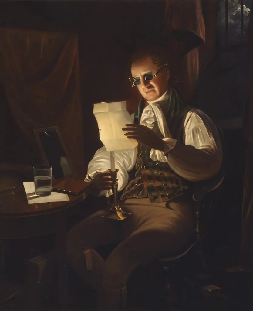 Man Reading by Candlelight, by Rembrandt Peale