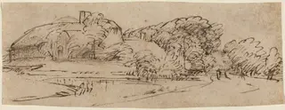 A Landscape with Farm Buildings among Trees, by Rembrandt van Rijn