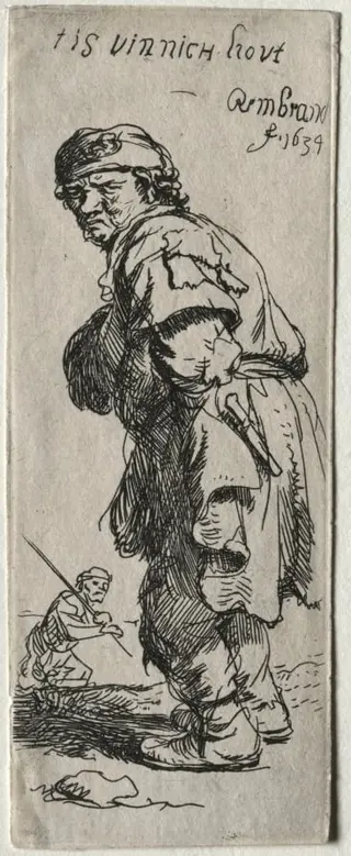 A Peasant Calling Out: "it's very cold", by Rembrandt van Rijn
