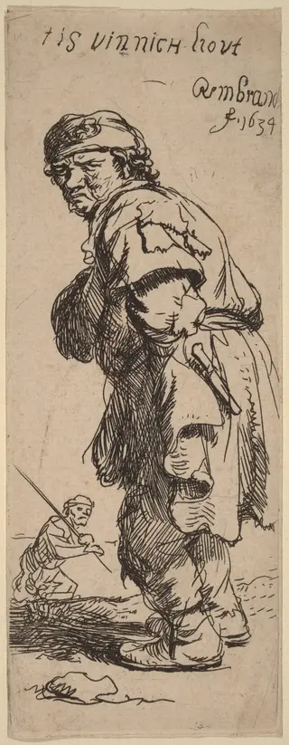 A Peasant Calling Out: "tis vinnich kout" (It's biting cold), by Rembrandt van Rijn