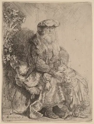 Abraham Caressing Isaac, by Rembrandt van Rijn