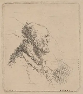 Bald Old Man with a Short Beard in Profile, by Rembrandt van Rijn