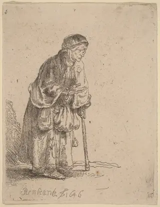 Beggar Woman Leaning on a Stick, by Rembrandt van Rijn