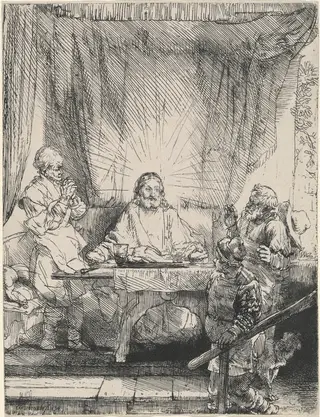 Christ at Emmaus: the Larger Plate, by Rembrandt van Rijn