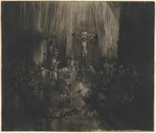 Christ Crucified between the Two Thieves (The Three Crosses), by Rembrandt van Rijn, 1653