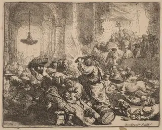 Christ Driving the Money Changers from the Temple, by Rembrandt van Rijn