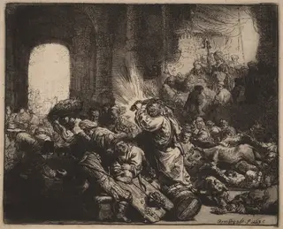 Christ Driving the Money Changers from the Temple, by Rembrandt van Rijn