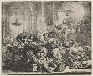 Christ Driving the Money Changers from the Temple, by Rembrandt van Rijn