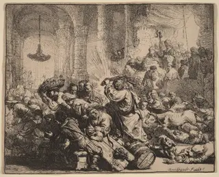 Christ Driving the Money Changers from the Temple, by Rembrandt van Rijn