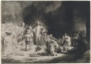 Christ Preaching (The Hundred Guilder Print), by Rembrandt van Rijn
