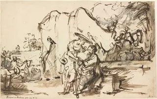 Eliezer and Rebecca at the Well, by Rembrandt van Rijn