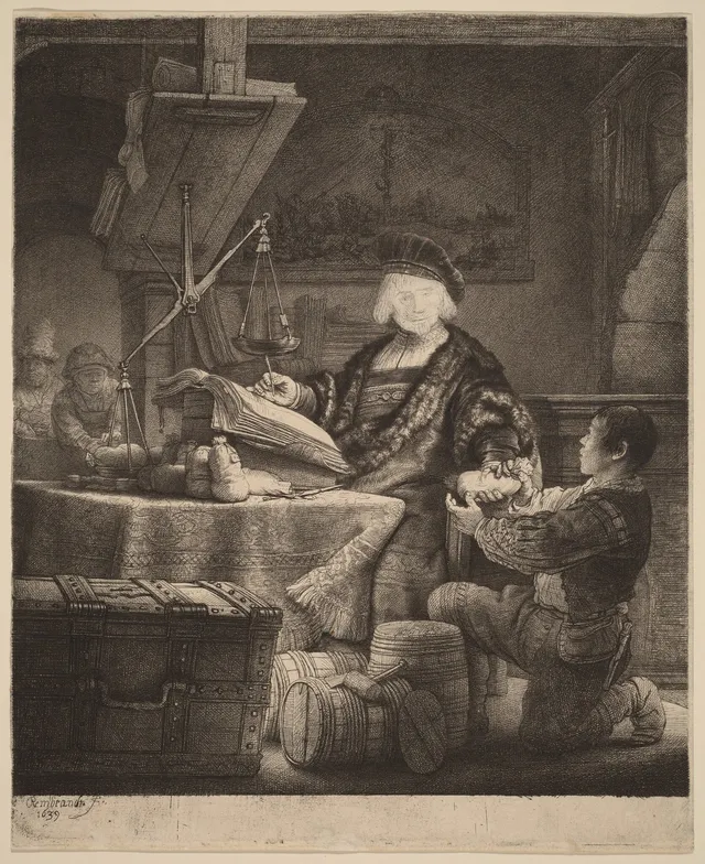 Jan Uytenbogaert, "The Goldweigher", by Rembrandt van Rijn