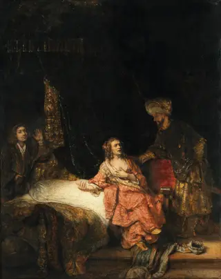 Joseph accused by Potiphar's wife, by Rembrandt van Rijn