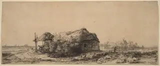 Landscape with a Cottage and Hay Barn: Oblong, by Rembrandt van Rijn
