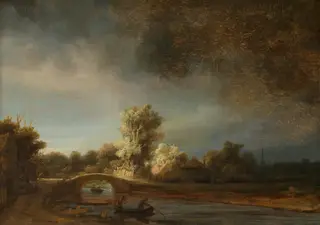 Landscape with a Stone Bridge, by Rembrandt van Rijn