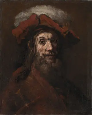 Man in plumed beret, by Rembrandt van Rijn